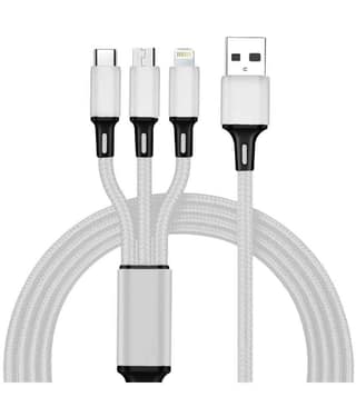 Order TecSox 3in1 Braided Cable Online | Support All Devices Order TecSox 3in1 Braided Cable Online | Support All Devices - Grey