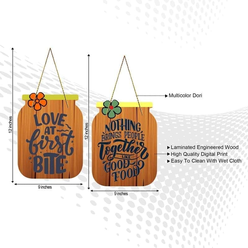Charmor Love at First Bite Decorative Wooden Wall Hanger for Living Room | Bedroom | Office | Gift | Home Decoration (WH3221),Set of 2 view 2