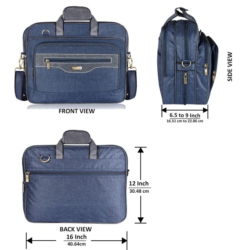 LOREM Blue & Grey Color Linen fabric 28L Laptop Messenger Bag For Men BG108 view 3