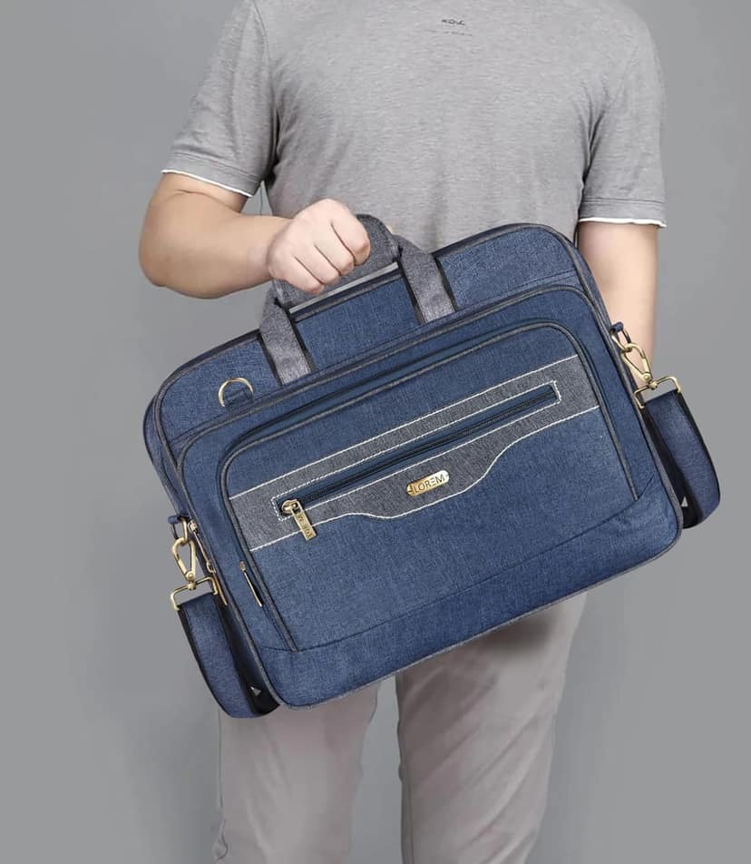 LOREM Blue & Grey Color Linen fabric 28L Laptop Messenger Bag For Men BG108 view 6