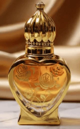 Mii Art 10ml Golden Glass Perfume Bottle – Elegant Refillable Attar Container for DIY Fragrance, Essential Oils & Rose Water – Decorative Empty Bottle (Pack of 1)