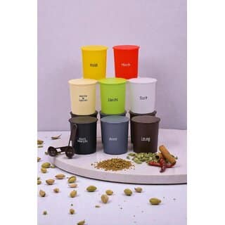 (Pack of 8) Kitchen Storage Spice Boxes for Kitchen Plastic Containers Set Spice Jars Kitchen Storage Masala Storage Organizer Containers Boxes 300 ML Each (Multicolor) view 5