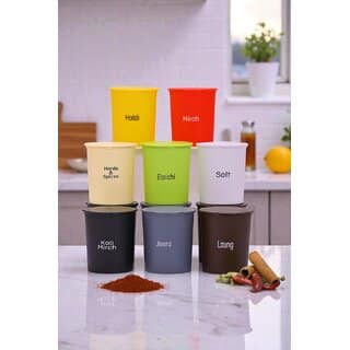 (Pack of 8) Kitchen Storage Spice Boxes for Kitchen Plastic Containers Set Spice Jars Kitchen Storage Masala Storage Organizer Containers Boxes 300 ML Each (Multicolor) view 7