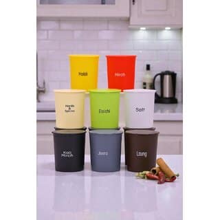 (Pack of 8) Kitchen Storage Spice Boxes for Kitchen Plastic Containers Set Spice Jars Kitchen Storage Masala Storage Organizer Containers Boxes 300 ML Each (Multicolor) view 8