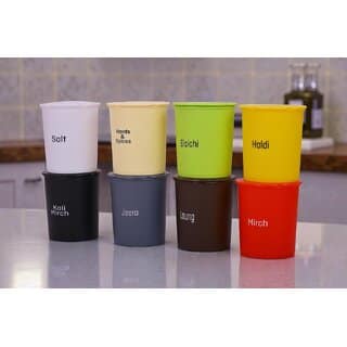 (Pack of 8) Kitchen Storage Spice Boxes for Kitchen Plastic Containers Set Spice Jars Kitchen Storage Masala Storage Organizer Containers Boxes 300 ML Each (Multicolor) view 9
