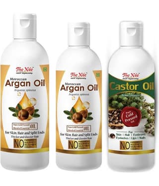 The Nile Argan Oil 200 ML + 100 Ml(300 Ml) + Castor Oil 100 ML 400 mL Pack of 3