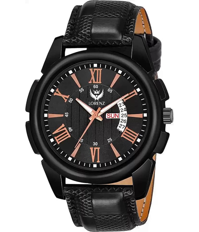 Lorenz Black Leather Analog Men's Watch