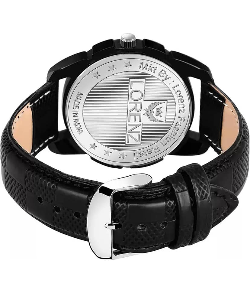 Lorenz Black Leather Analog Men's Watch view 2
