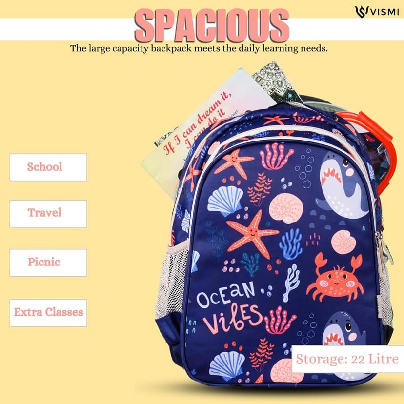 VISMIINTREND School Backpack Bags for Kids | School Bags | Water Resistant | Casual | Picnic | Travel | 5 to 10 Years School Backpack | Bag for Boys | Girls view 5
