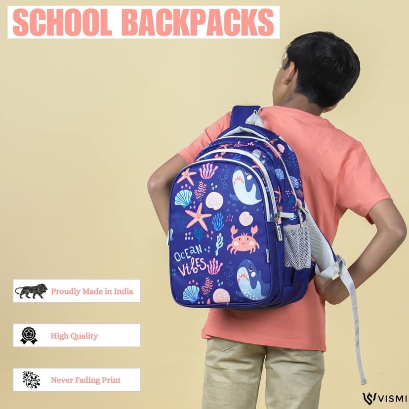 VISMIINTREND School Backpack Bags for Kids | School Bags | Water Resistant | Casual | Picnic | Travel | 5 to 10 Years School Backpack | Bag for Boys | Girls view 6