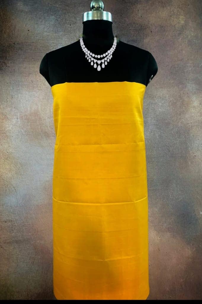Navasaarigai Handloom Raw Silk Fabric for Women Unsittched Kurtis/Salwar Shawl Material- Light Yellow (2 Meters) view 2