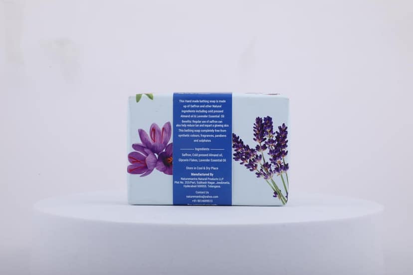 NATUREMANTRA NATURAL PRODUCTS Nourishing Bathing Luxury Soap With Saffron Flavour - 100gm view 3