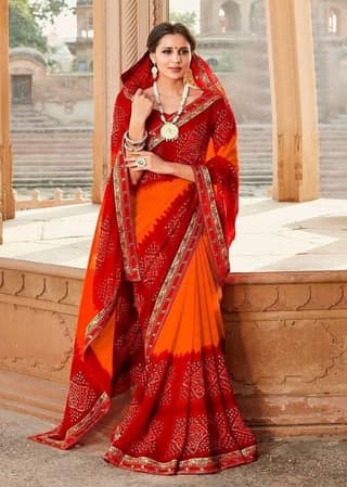 Multicolor Color Georgette Saree With Embroidery Border And Georgette Blouse Piece