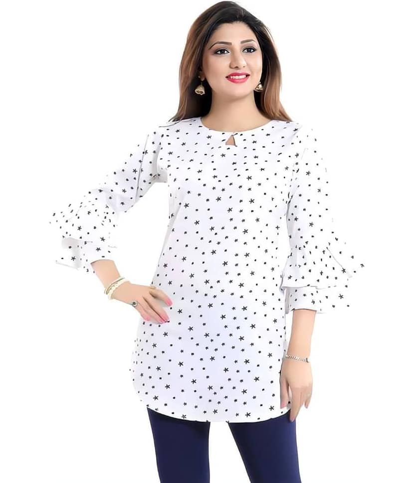 Hemang Fashion Women's Crepe Regular Top ( Black )