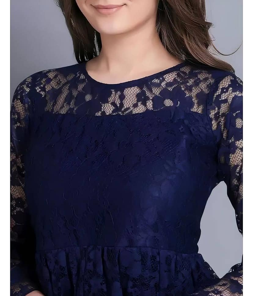 Shcon Women's Net Peplum Top ( Blue ) view 2