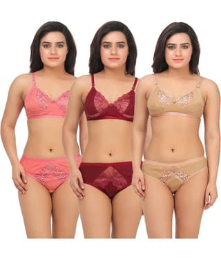 TCG Multi Color Cotton Lycra Bra & Panty Set