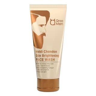 Qraa Haldi Chandan Skin Brightening Face wash for Men, With Sandalwood and Turmeric Extracts, Paraben & Colorant Free - 100g