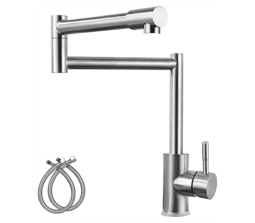 Zig Zag Single-Flow 360° Hot & Cold SUS 304 Stainless Steel Kitchen Mixer Faucet Silver