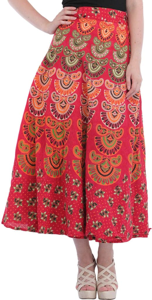 Barberry Block-Printed Sanganeri Wrap-Around Skirt from Pilkhuwa view 2