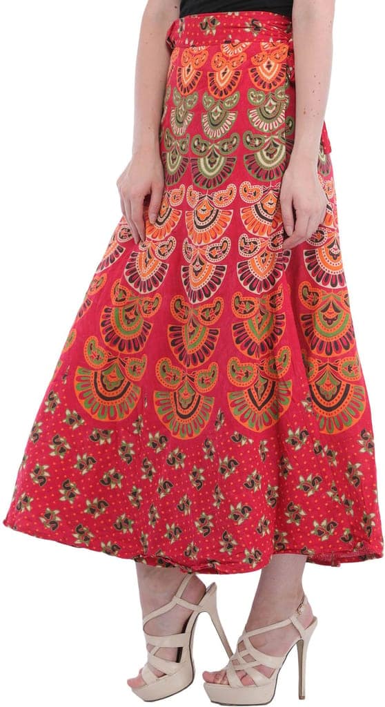 Barberry Block-Printed Sanganeri Wrap-Around Skirt from Pilkhuwa view 4