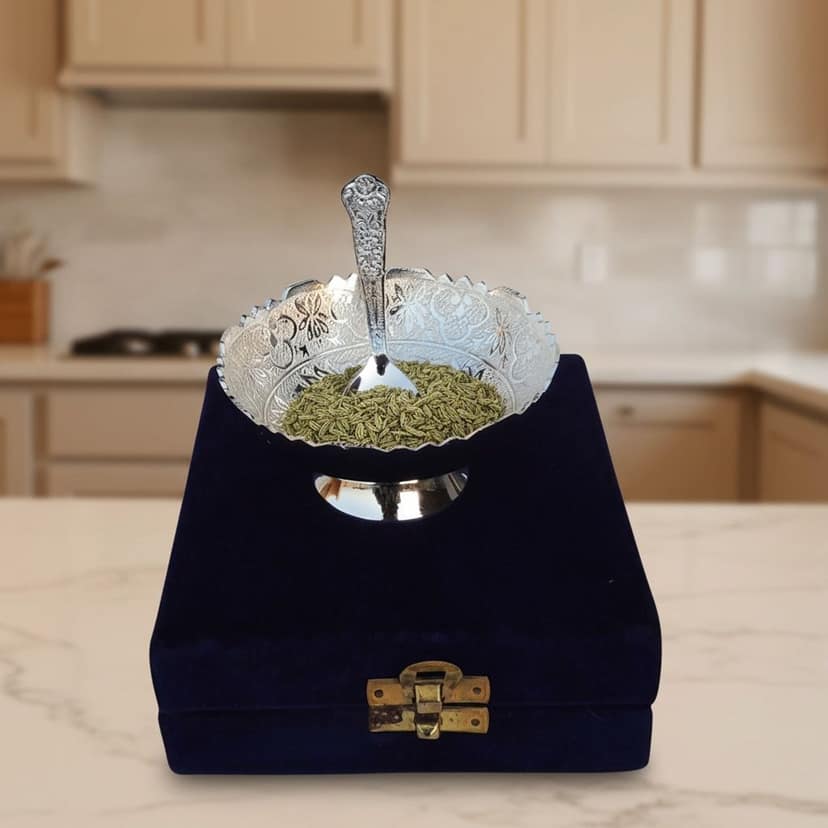 Brass Showpiece Bowl with Silver finish (BMAS009)