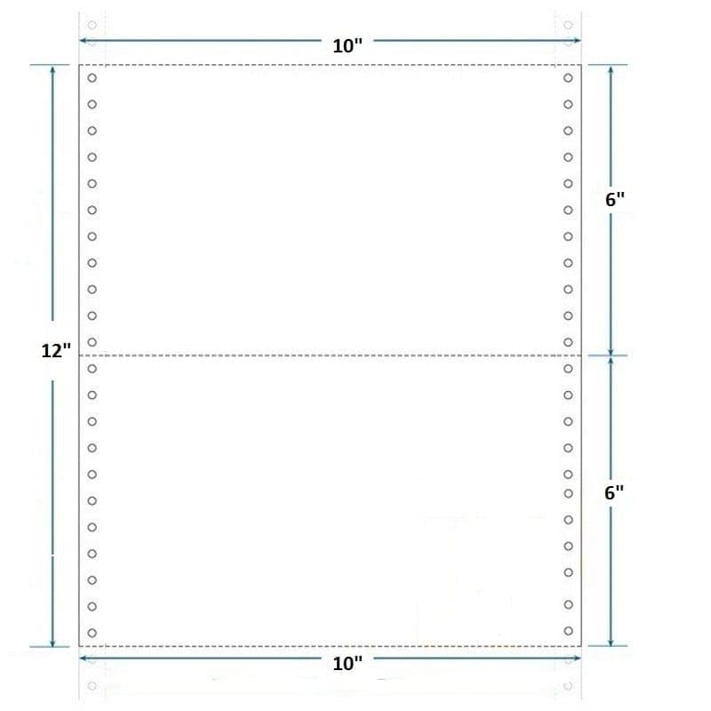 Dot Matrix Printer Continuous Feed Computer Paper - 10" x 12", 6 Inch Cut Tractor Feed Paper for Dot Matrix Printers 1000 Sheet 60 GSM White view 2