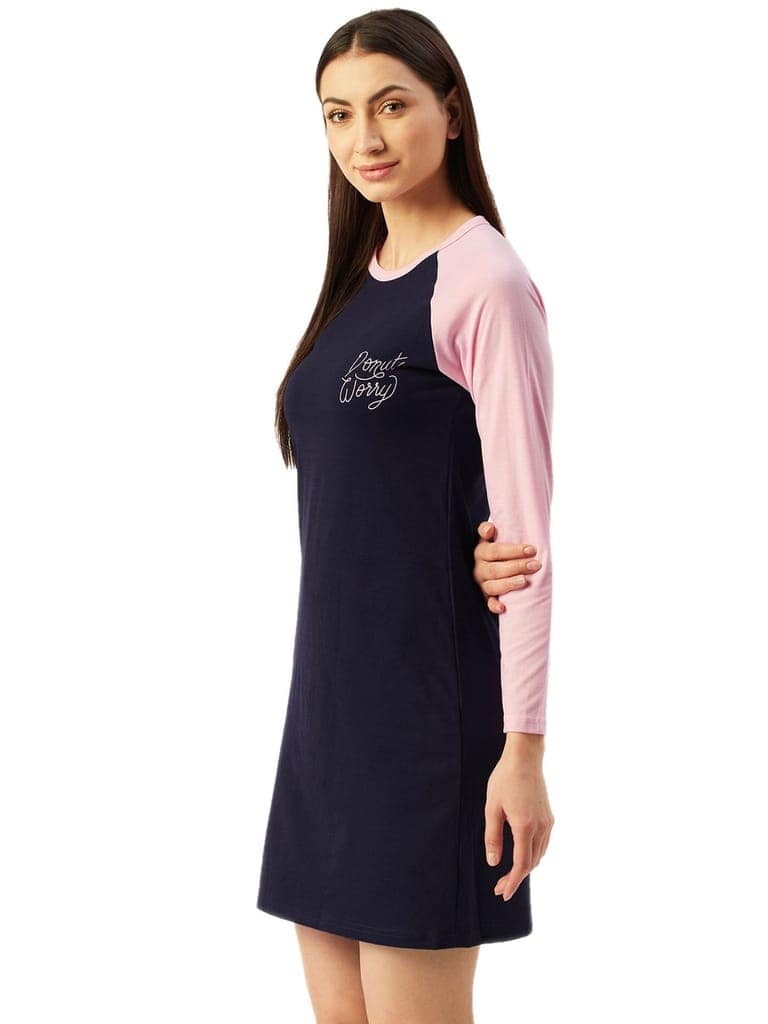 Klamotten Women's Printed Full Sleeves Sleepshirt DB12N view 3