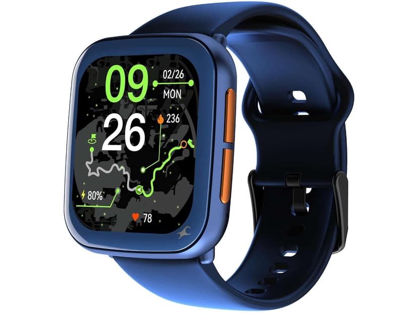 Fastrack Navstar 1.85" AMOLED Square Display Smart Watch with GPS, Offline Voice Command - Blue