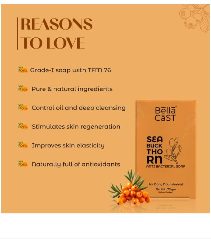 Bella cast natural sea buckthorn soap