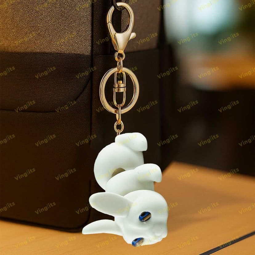 Vinglits Farm Buddies 3D Printed Keychains – Animal Toys, Pocket-Friendly Keyrings, Stress Relief Desk Toy for Kids (Barney – The Bunny Keychain, Medium) view 2