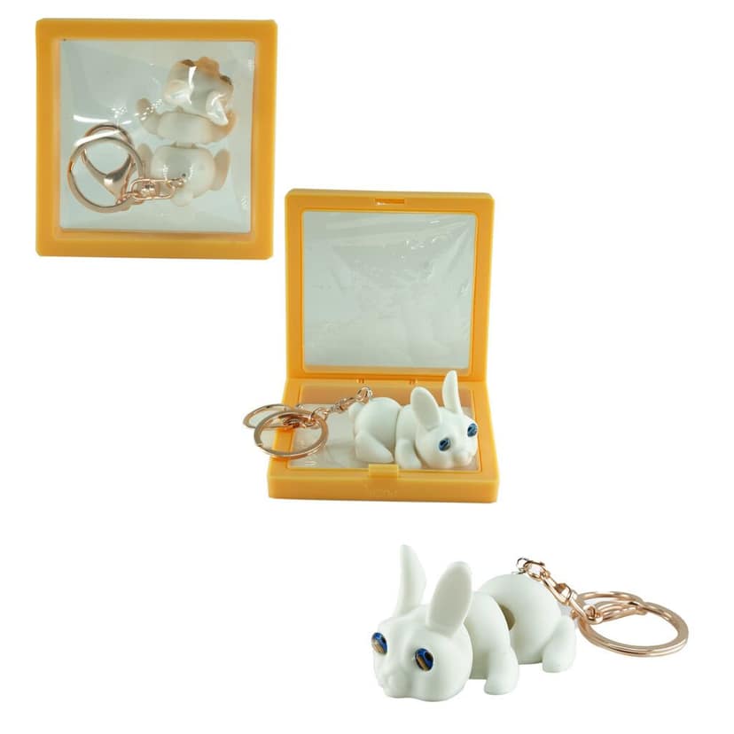 Vinglits Farm Buddies 3D Printed Keychains – Animal Toys, Pocket-Friendly Keyrings, Stress Relief Desk Toy for Kids (Barney – The Bunny Keychain, Medium) view 3