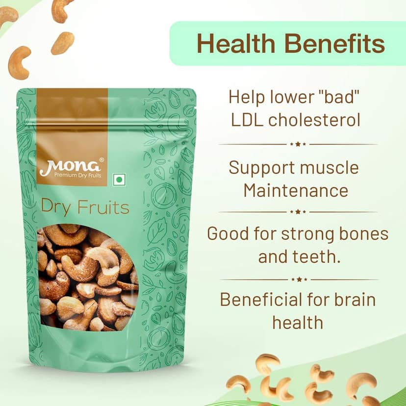 Mona Premium Roasted Cashew Nuts | Wholesome & Nutritious Dry Fruit Snack view 3