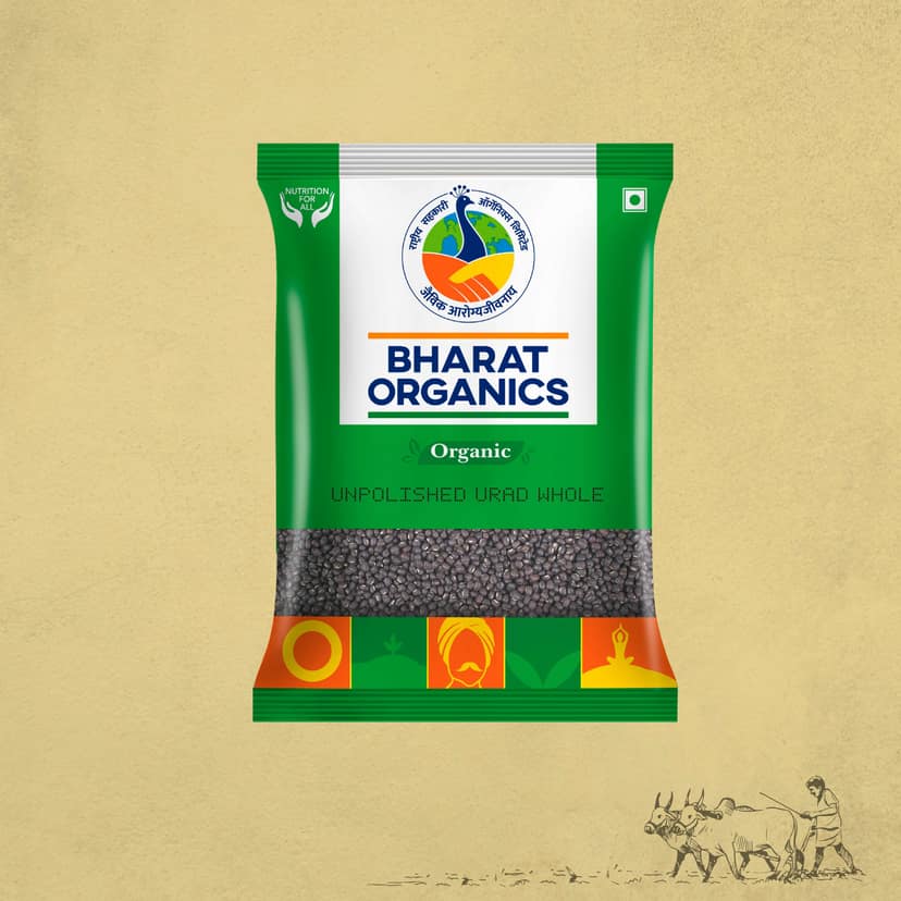 Bharat Organics Unpolished Urad Whole - 500g