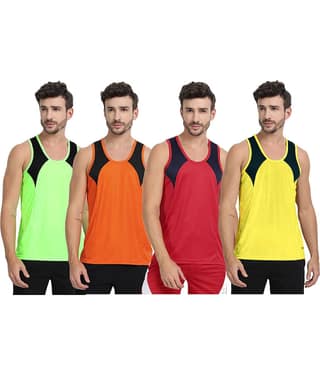 FTX Pack of 4 Polyester Undershirt For Men ( Fluorescent Green )
