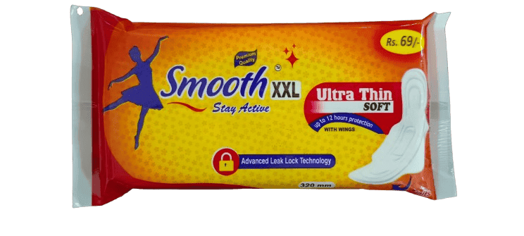 Smooth XXL Ultra Thin Stay Active Soft Sanitary Pads with Wings, 320mm (Pack of 6)