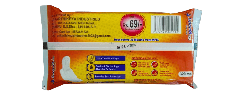 Smooth XXL Ultra Thin Stay Active Soft Sanitary Pads with Wings, 320mm (Pack of 6) view 2