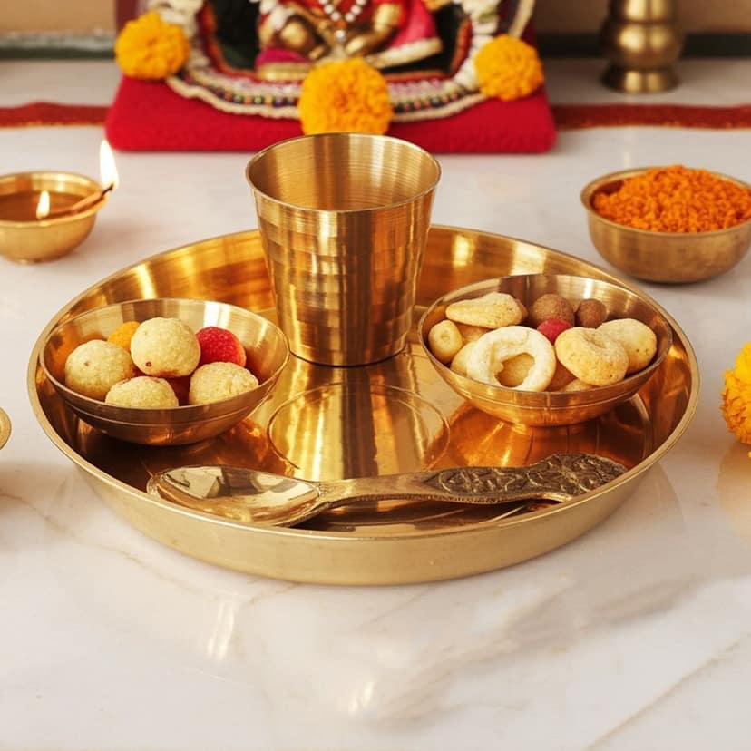 Brass Laddu Gopal Thali Set (ZMAS460 F) view 2