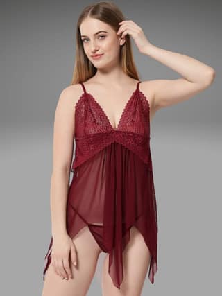 Klamotten Women's Sheer Babydoll Dress B47W