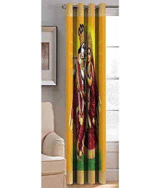 BELLA TRUE Abstract Printed Semi-Transparent Eyelet Curtain 9 ft ( Pack of 1 ) - Multicolor