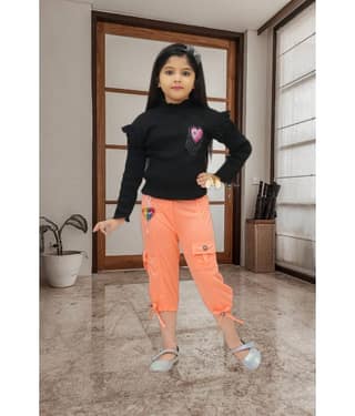 NEWSIFA Pack of 1 Girls Cotton Blend Top With Capris ( Green )