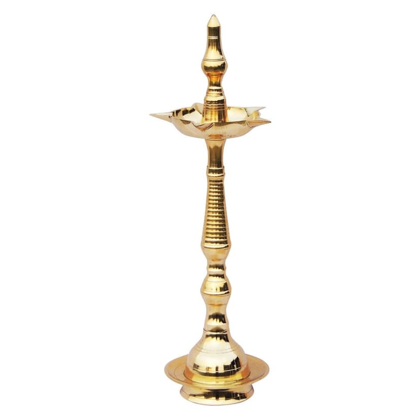 Brass Kerala Fancy Deepak, Oil Lamp No. 17 - Big Size Brass Diya for Mandir, Height : 21.2 Inch (FMAS642 H) view 2