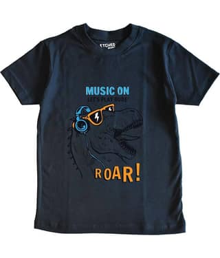 ETCHED DESIGN Pack of 1 Boys Cotton T-Shirt ( Navy Blue )