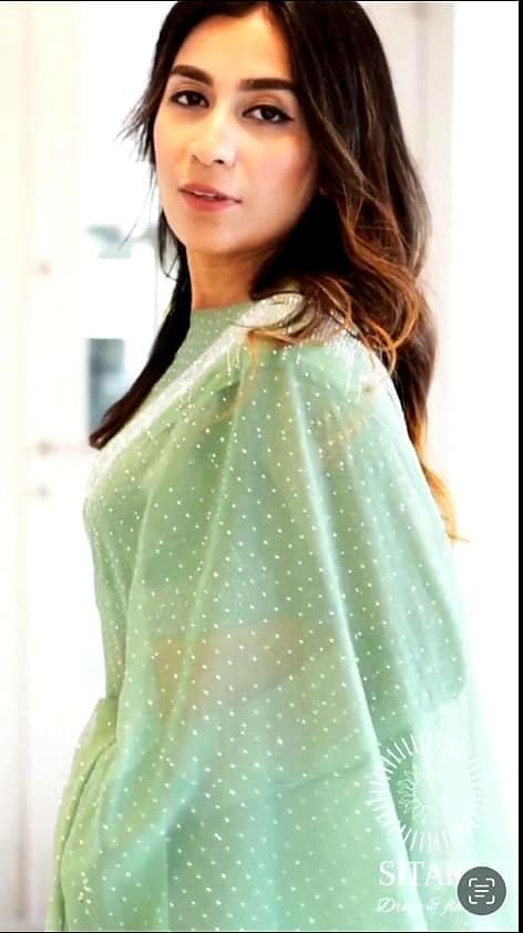 Embellished Bollywood Green Georgette Saree (Color - Green) by SHIV TEXTILES