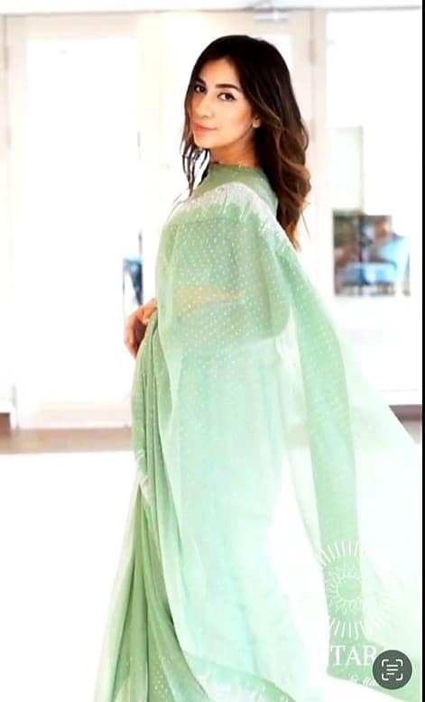 Embellished Bollywood Green Georgette Saree (Color - Green) by SHIV TEXTILES view 2