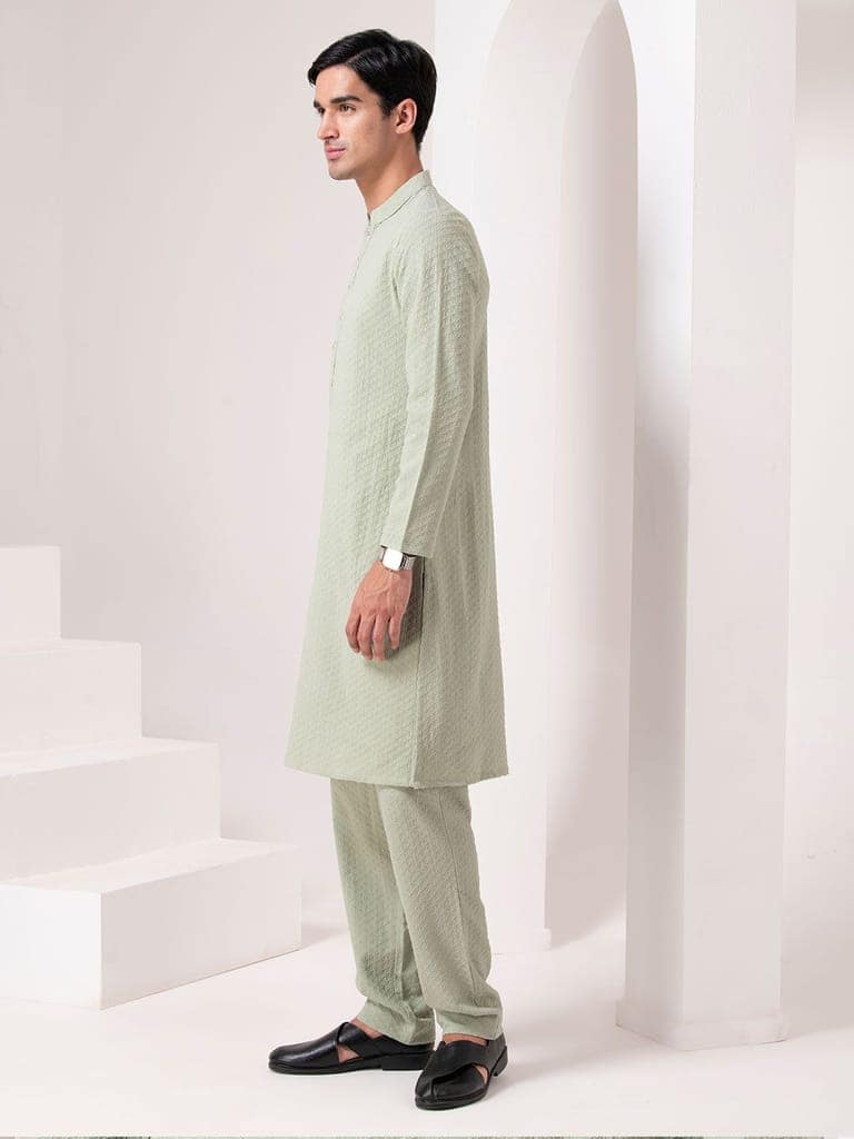 Tonal Emb Kurta Set view 5