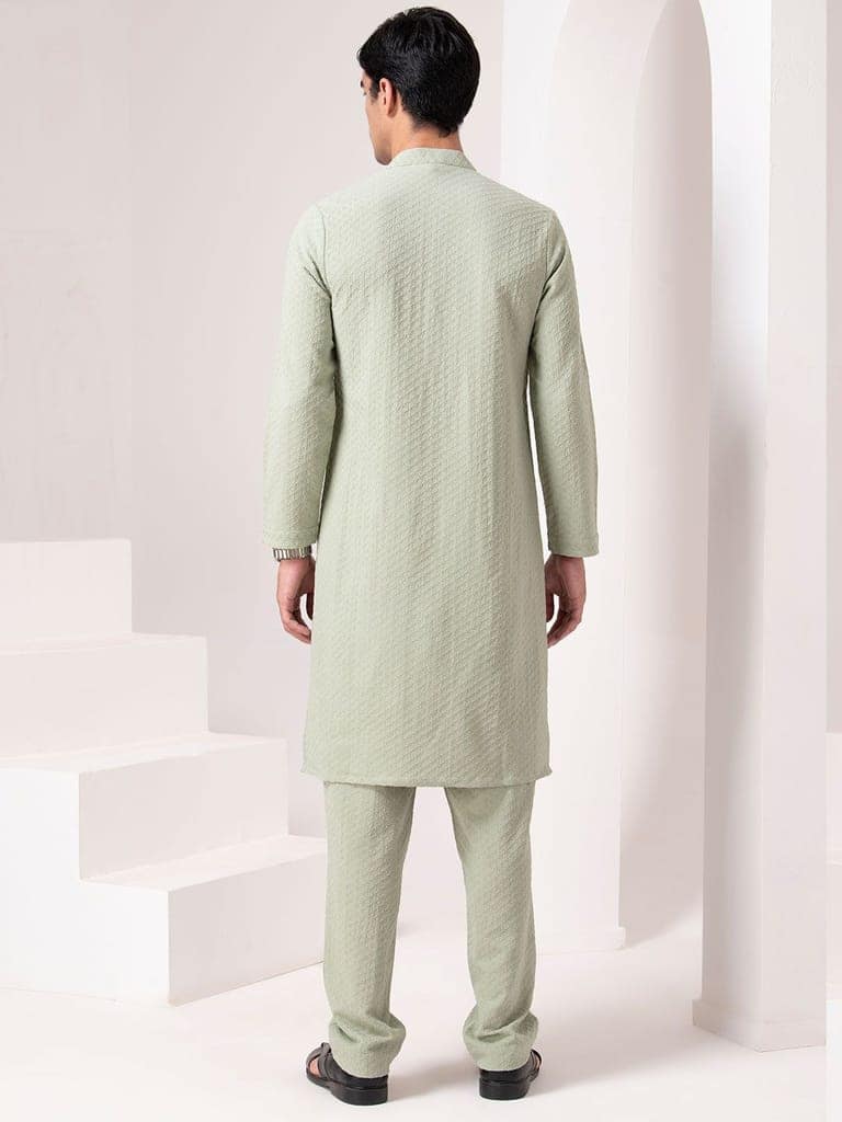 Tonal Emb Kurta Set view 7
