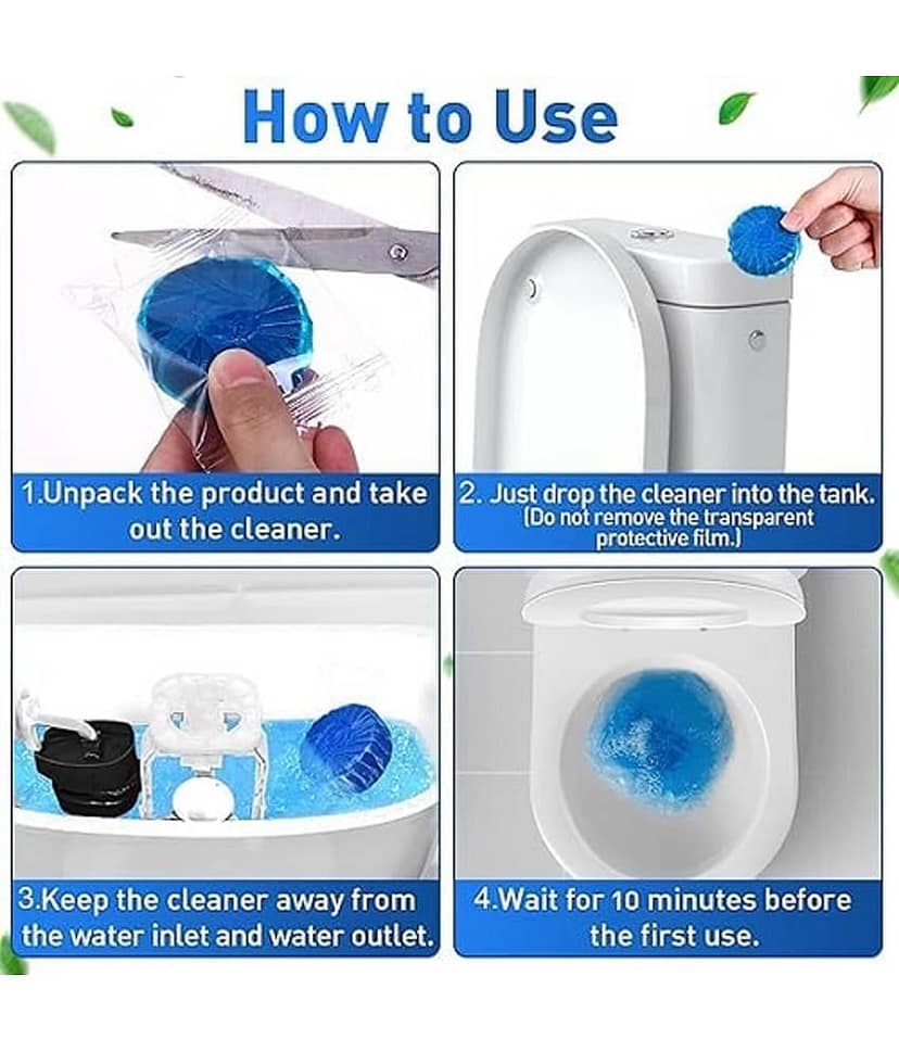 0 Pcs Toilet Bowl Deodorizer Cleaner Powerful Automatic Flush Toilet cleaner tablet/Automatic Toilet Bowl Cleaner Tablets Stain Remover Bathroom Flush Tank Blue Tab Tablet view 5