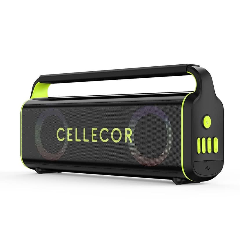CELLECOR CBS-04 Thunder 120W RMS Bluetooth Speaker with 10 Hours Playtime | TWS Mode | Multiple LED Light Modes | Eco Adjuster | Dual EQ Modes | Multiple Connectivity Wireless Portable (Black Neon)
