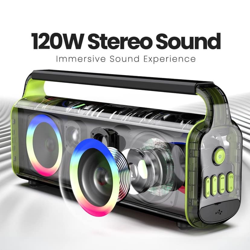 CELLECOR CBS-04 Thunder 120W RMS Bluetooth Speaker with 10 Hours Playtime | TWS Mode | Multiple LED Light Modes | Eco Adjuster | Dual EQ Modes | Multiple Connectivity Wireless Portable (Black Neon) view 4