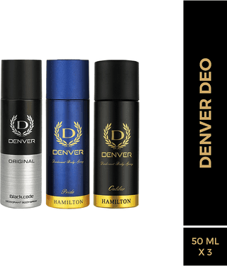 Denver Pride, Caliber & Black code Deodorant Spray for Men 50 ml ( Pack of 3 )